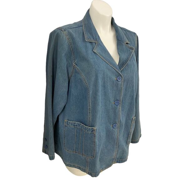 Denim & Co Blazer Womens 3x Blue Jacket Work Office Basic Festival Ranch America - Picture 4 of 16